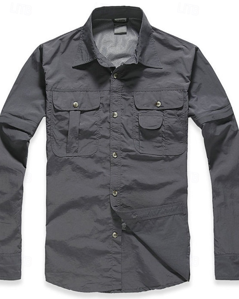 Муж. рубашка-карго Рубашка для туризма и прогулок Топ для походов Длинный рукав Отложной Верхняя часть На открытом воздухе Водонепроницаемость С защитой от ветра Легкость Весна Осень Полиэстер 2026 - $32.99 –P3