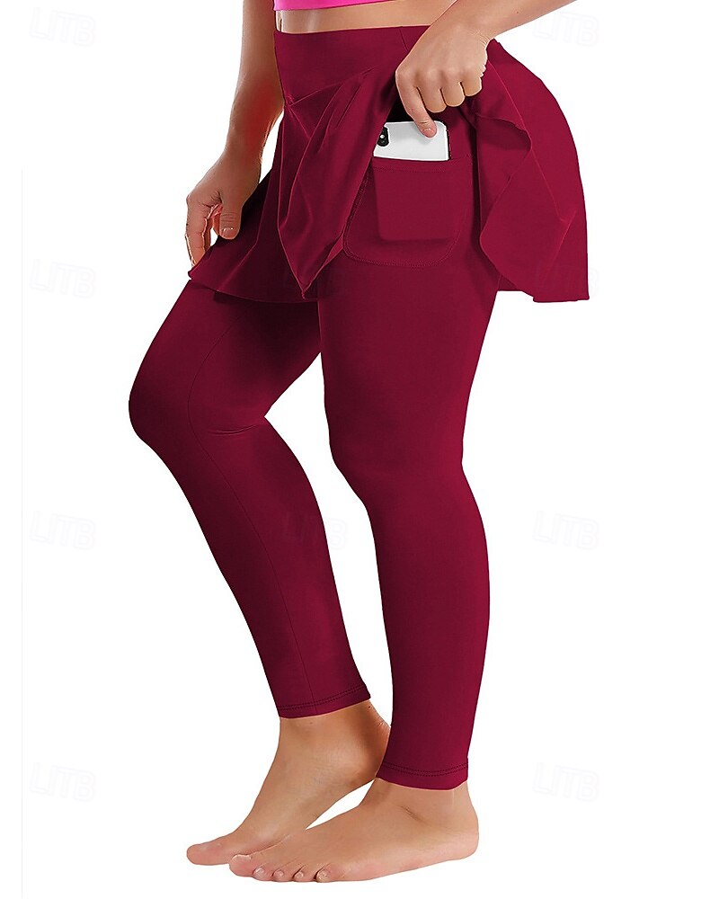 Mujer mallas de pilates pantalones deportivos Mallas Leggings de Yoga Bolsillo Ligero Pilates Gimnasio Corriendo Pantalones Color sólido Gris oscuro Negro Borgoña Talla Grande Deportes Ropa de Deporte 2025 - $22.99 –P5