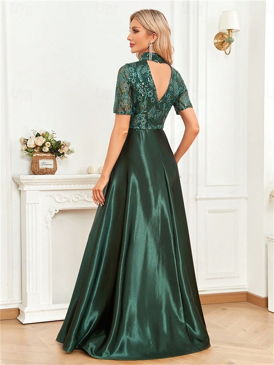 A-Line quinceanera šaty elegantní šaty formální svatební šaty po podlahu krátký rukáv kulatý výstřih polyester s plisováním 2025 - $109.99 –P6