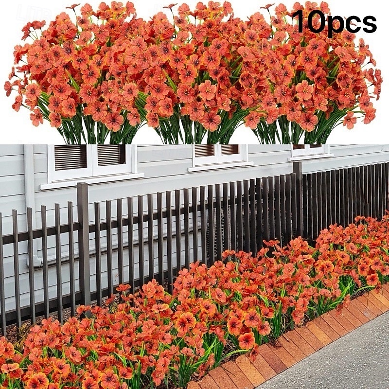 10 db UV-álló műorchidea csokor, műanyag művirág kültéri kertbe, verandára, ablakba és otthoni dekorációhoz, tökéletes húsvétra, Oktoberfestre, halottak napjára, diwalira, emléknapra és szezonális 2025 - $23.99 –P10