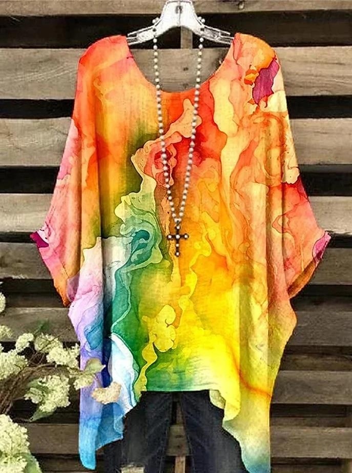 Női Boho ing Grafika Absztrakt Elegáns Csehország Aktív Rövid ujjú Denevérujj Terített nyak Normál felsők Napi Szabadság Strandruházat Sárga Medence Bíbor Fukszia Narancssárga Nyár Tavasz 2025 - $22.99 –P5