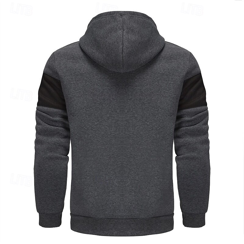 Per uomo Felpa con cappuccio Felpa con cappuccio a zip intera Rosso e nero Nero Rosso Grigio chiaro Grigio scuro Con Cappuccio Blocco di colori Patchwork Sport & Outdoor Quotidiano Ferie Poliestere del 2025 a $23.99 –P10