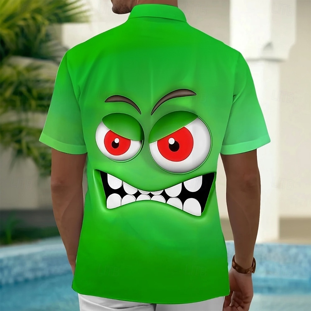 Homme Dessin animé Drôle Visage Souriant Chemise Chemise d'été Chemise Boutonnée Manche Courte Mode Décontractée Extérieur Vacances Tenue Quotidienne Été Printemps Col Rabattu Impression 3D chemises de 2025 ? $24.99 –P8