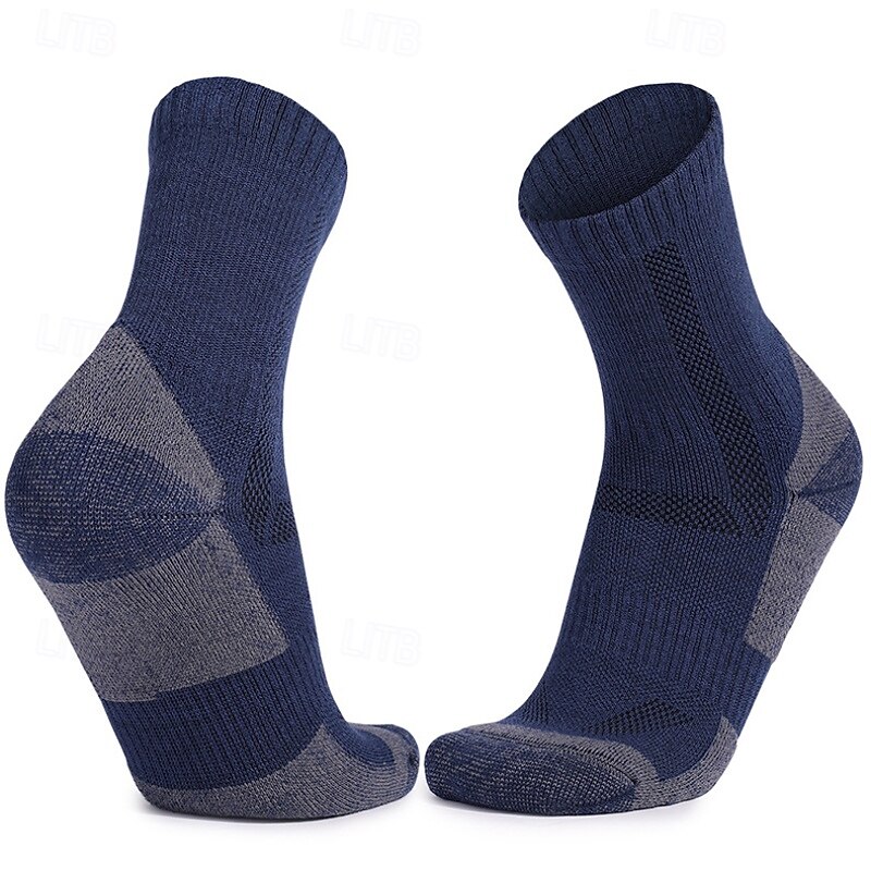1 Par Mujer calcetines de lana merino Calcetines para correr Mantiene abrigado Transpirable Anti ampollas Grueso Al aire libre tripulación de cuarto Retazos Lana Merina Negro Blanco Azul Real para 2025 - $15.99 –P5