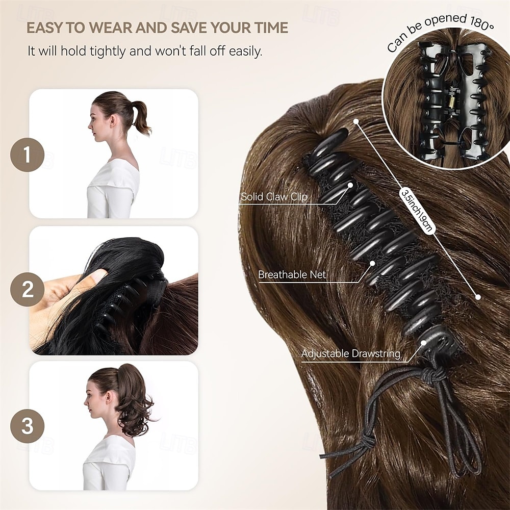 14 Inch Blonde Ponytail Extension - Wavy Pony Tails Hair Extensions Claw Clip Ponytail Extension Synthetic Hair Extensions Ponytail Clip on Ponytails for Women (Dark Blonde With Beige 2025 - $11.49 –P4