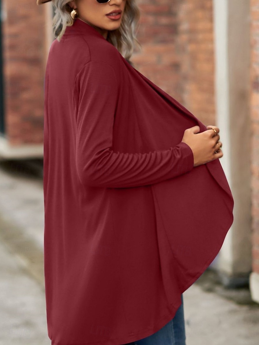 Dame Uformell jakke Pustende Bekvem Uregelmessig hem Fritid عادي Feriereise Gate Avslappet Dagligdagstøy Åpen Forside Normal Buet Normal Langermet Yttertøy Svart Vin Lilla Sommer Vår 2025 - $22.99 –P11