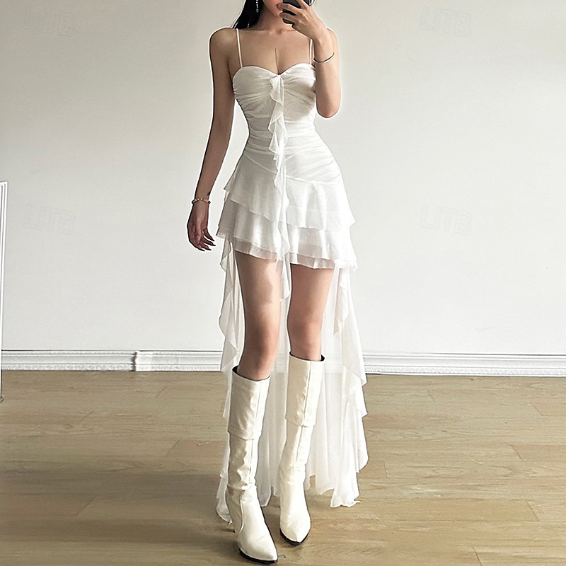 Per donna Abito Lungo Maxi Abito Abito Estivo Abito Sottoveste Moda Moderno All'aperto Ferie Data Vestibilità regolare Semplice Senza Maniche Spalline sottili Nero Bianco Rosso Estate del 2025 a $28.99 –P7