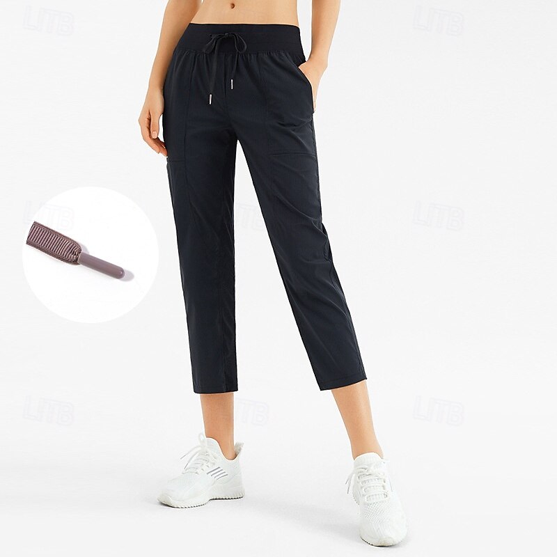 Mulheres Calças de fitness Calças de Pilates Calças de ioga Com Cordão Com bolsos Leve Cintura Alta Pilates Academia Zumba Calças Preto Verde Escuro Cinzento Roxo Outono Esportes Roupas Esportivas de 2025 por $36.99 –P5