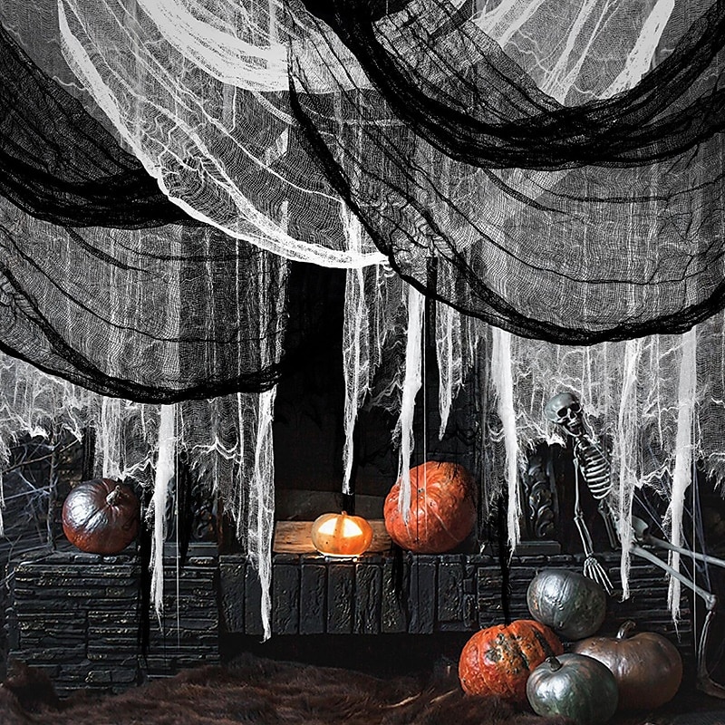 halloweeni hátborzongató kendő 7 x 33 láb (2,15 x 10 m) szakadt gézszövet, vérfoltos akasztódekoráció, kísérteties kísértetház kültéri udvari jelenet kellék, szellemparti hangulatot kölcsönző 2025 - $14.99 –P1