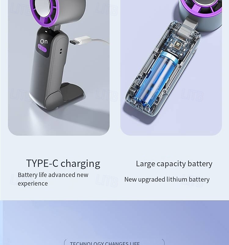 1 Pc handheld cooling fan with 100 levels of cooling and folding, portable turbo mini semiconductor ice pack fan 2025 - $24.99 –P24