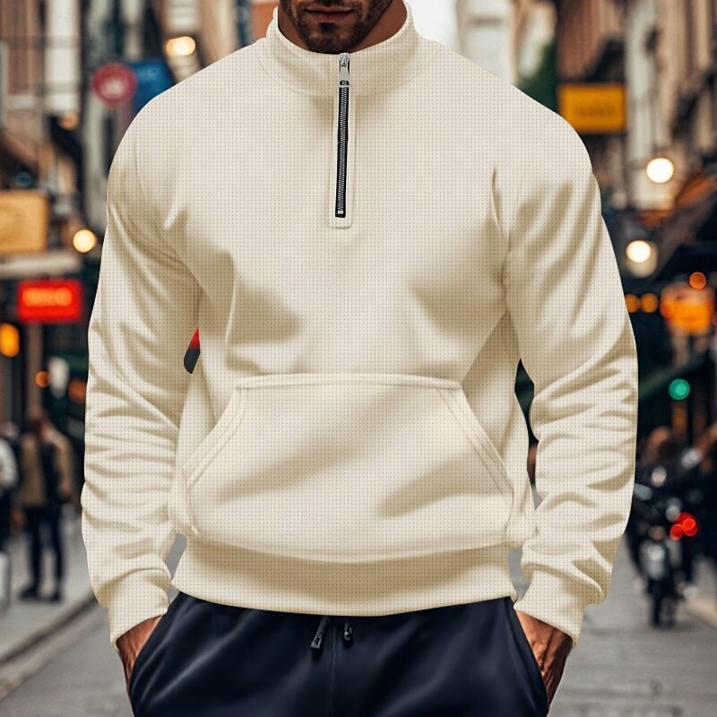 Herre Polo genser Glidelås med glidelås Svart Hvit Blå Kakifarget Grå Halv glidelås عادي Ta igjen glidelåsen Lomme Quarter Zip Sport & Utendørs Avslappet Daglig Gatemote Kul Sportsklær Vår & Vinter 2025 - $25.99 –P5
