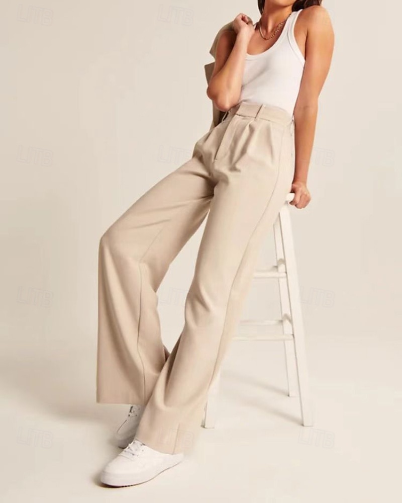 Per donna Gamba larga Pantaloni Eleganti Streetwear Casual Lunghezza intera Naturale Semplice Tasca Elastico in vita Comodo All'aperto Confortevole Vacanza Uscire blu navy Aalbicocca Grigio Nero del 2025 a $20.99 –P4