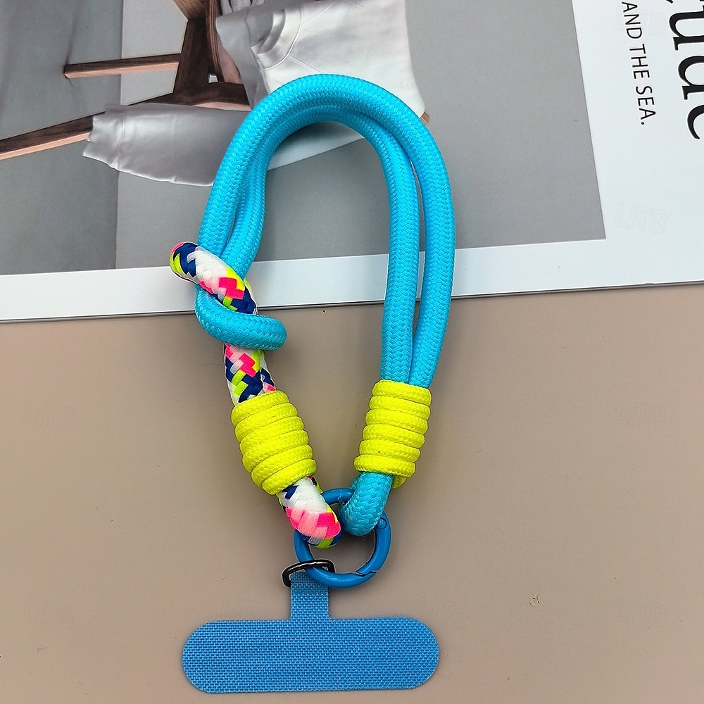 Cuerda corta de moda de dos pliegues a juego con colores, cuerda corta de muñeca simple, cuerda colgante de doble capa, firme y resistente, antirroturas y anticaídas, cuerda para colgar teléfonos 2025 - $11.99 –P10