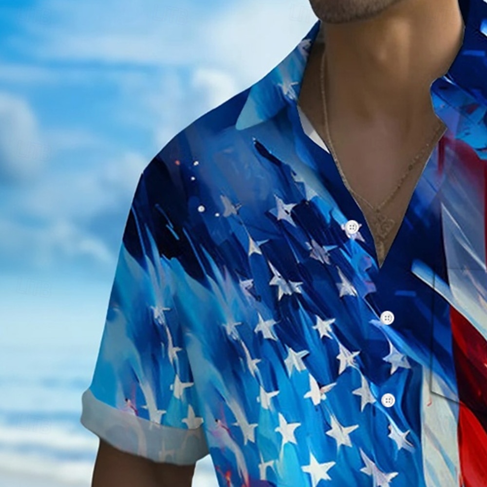 Independence Day Voor heren Amerikaanse vlag Vaderlandslievend Vierde juli Overhemd Zomer overhemd Overhemd met knopen Korte mouw Mode-casual Feestdagen Zomer Lente Strijkijzer 3D-afdrukken shirts 2025 - $23.99 –P3