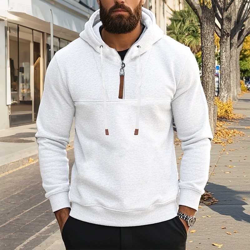 Homens Moletom Moletom Zip Moletom de lã Adamascado Vermelho Vinho Preto Branco Azul Marinha Com Capuz Tecido Zip Up Desportos e Ar livre Casual Diário Roupa de rua Legal Roupa de Esporte Outono de 2025 por $28.99 –P5
