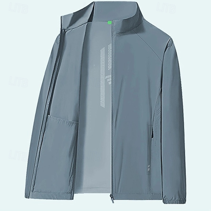 Herren Outdoorjacke Wanderjacke Regenmantel Außen Sonnenschutz Wanderoutfits Wanderbekleidung Frühling Herbst Oberteil Camping / Wandern / Höhlenforschung Laufen Dunkelgrau Schwarz Blau 2025 - $29.99 –P6
