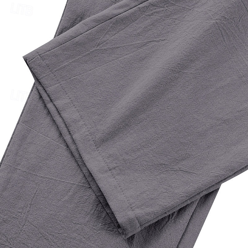 Herren Leinenhosen Hose Sommerhose Strandhose Tasche Gerader Schnitt Einfach Komfort Atmungsaktiv Urlaub Täglich Ferien Hawaiianisch Boho Schwarz Weiß 2025 - $25.99 –P6