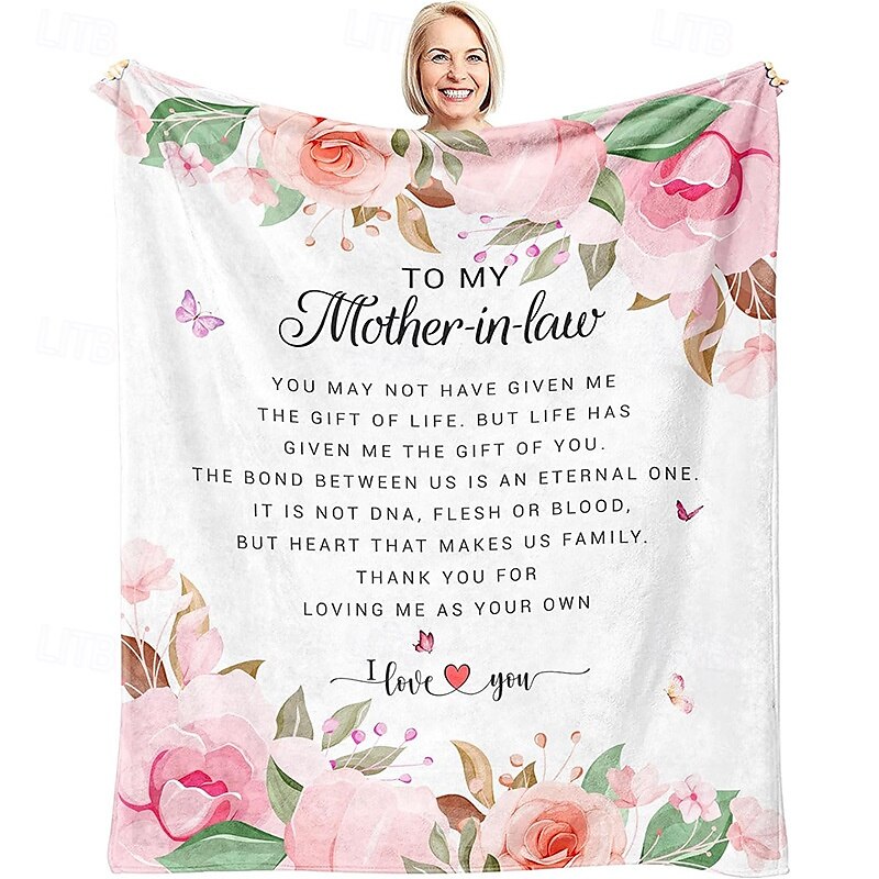 Manta para el día de la madre, una carta para mamá, regalo para el día de la madre, manta suave y acogedora, regalo perfecto para mamá, diseño floral o de corazón, cálida y cómoda 2025 - $19.99 –P5