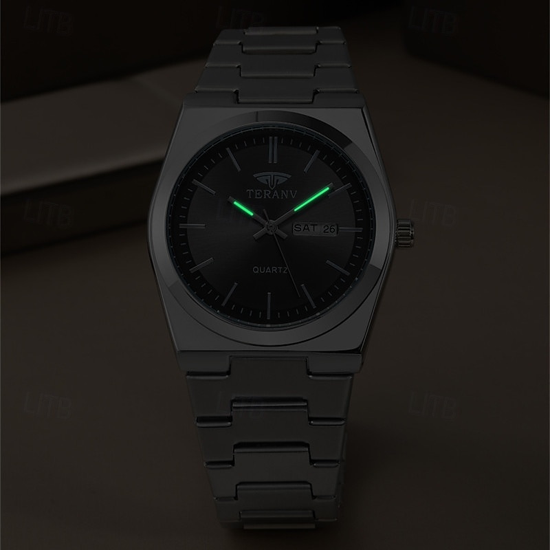 Um relógio masculino moderno e original com pulseira de liga de estilo empresarial, com classificação de resistência à água ipx7, data luminosa e visor de dia, caixa de relógio esportivo de quartzo de 2025 por $19.99 –P5