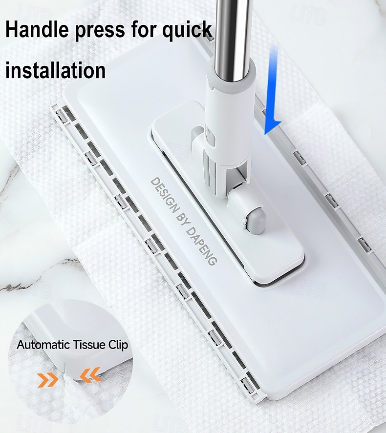 Lazy Clip -moppi, handsfree-automaattinen liinanvaihtoinen litteä moppi, irrotettava käytettäväksi, sopii sekä kuiva- että märkäpuhdistukseen 2025 - $16.49 –P2