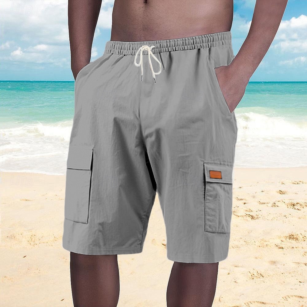 Herren Shorts Leinenshorts Sommershorts Strandshorts Kordelzug Elastischer Bund Mehrere Taschen Einfach Komfort Atmungsaktiv Knielang Outdoor Täglich Strand Urlaub Mode Schwarz Weiß 2026 - $20.99 –P13