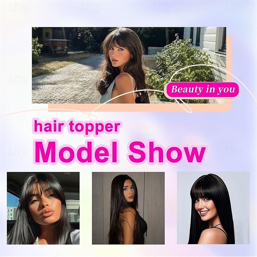 Hair Toppers for Women with Thinning Hair 360 3D Toppers Hair Pieces for Women French Clip in Bangs 18 Inch Curly Wavy 2025 - $20.99 –P2