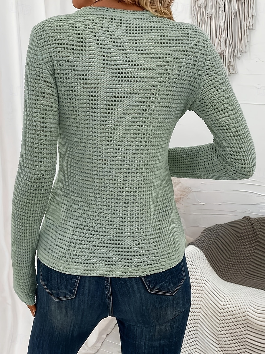 Damen T Shirt Einfach Mode Modern Lässig Langarm Rundhalsausschnitt Normale Oberteile Täglich Wochenende Ausschnitt Schwarz Weiß Grün Beige Sommer 2025 - $15.99 –P11