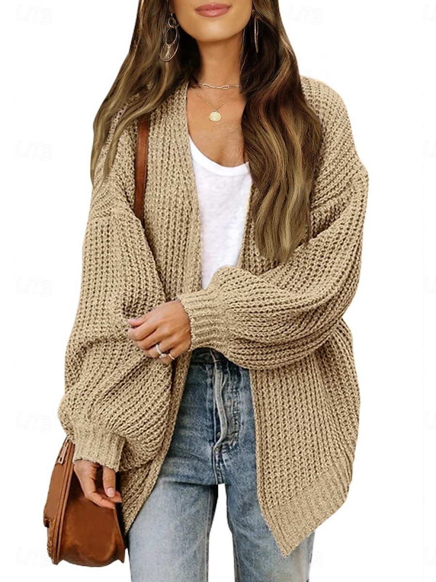 Pentru femei Pulover Bluza Elegant Modă Șic Stradă Culoare pură Deschis frontal Tricotat Manșon Lung Topuri obișnuite Tricotat În aer liber Zilnic Sfârșit de săptămână Negru Roz Îmbujorat Toamnă Iarnă 2025 - $25.99 –P2