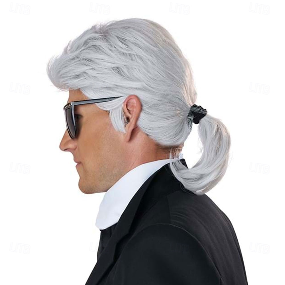 Perruques de cosplay Argent Bouclé Cheveux synthétiques Court Perruques Hommes Perruques Pour la fête de 2026 ? $23.99 –P3