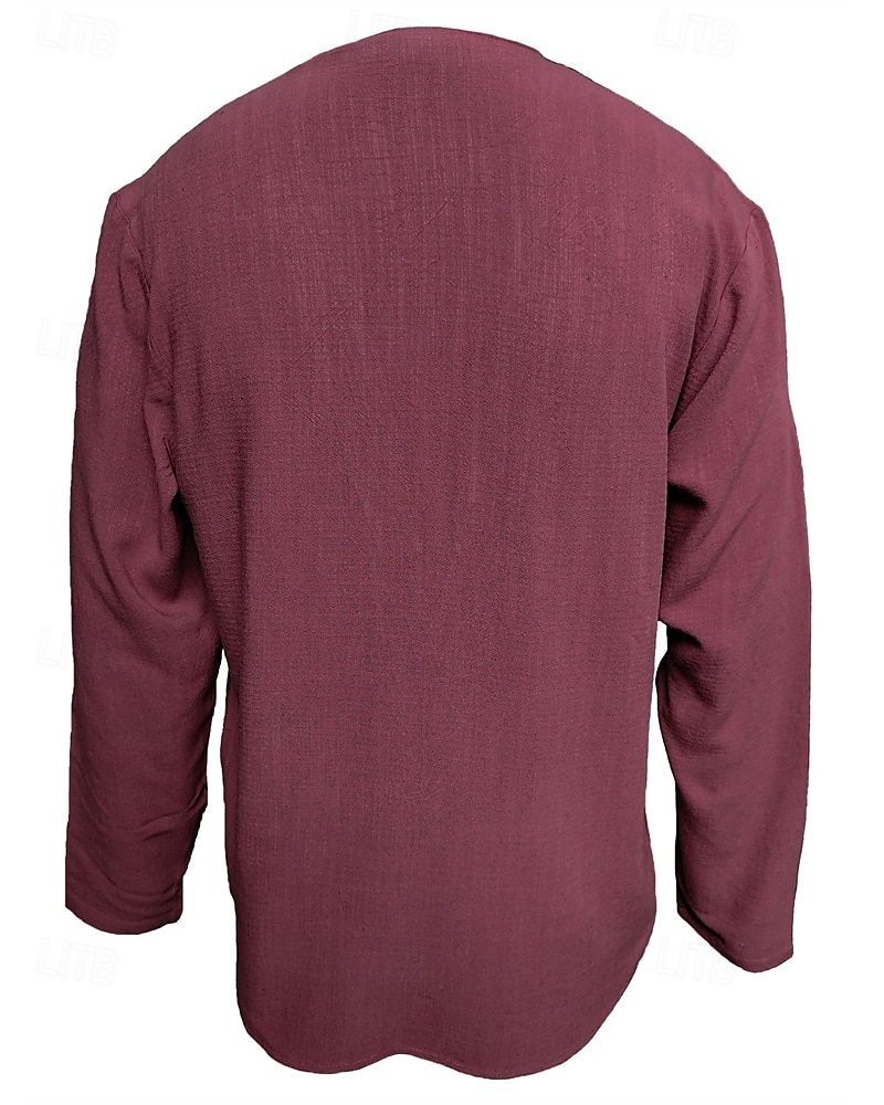 Herren Hemd Sommerhemd Freizeithemd Strandhemd Schwarz Rote Langarm Einfach Wikinger Tiefer V-Ausschnitt Urlaub Hawaiianisch Druck Bekleidung Mode Lässig Bequem 2025 - $32.99 –P3