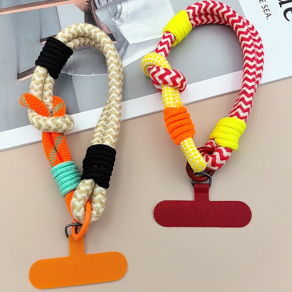 Cuerda corta de moda de dos pliegues a juego con colores, cuerda corta de muñeca simple, cuerda colgante de doble capa, firme y resistente, antirroturas y anticaídas, cuerda para colgar teléfonos 2025 - $11.99 –P7
