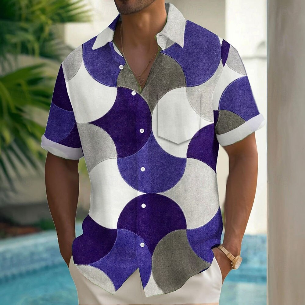 Voor heren Geometrisch Kleurblokkering Overhemd Zomer overhemd Overhemd met knopen Korte mouw Mode-casual Buiten Vakantie Dagelijks gebruik Zomer Lente Strijkijzer 3D-afdrukken shirts met kraag 2025 - $23.99 –P5