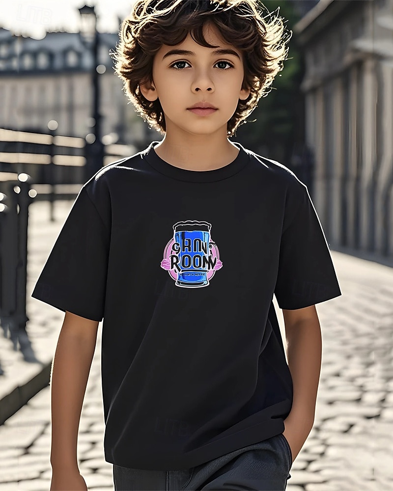 Pojkar 3D Grafisk T-shirt Kortärmad Sommar Vår Mode Grundläggande Barn 4-12 år Rund hals Utomhus Ledigt Dagligen Normal 2025 - zł43.32 –P6