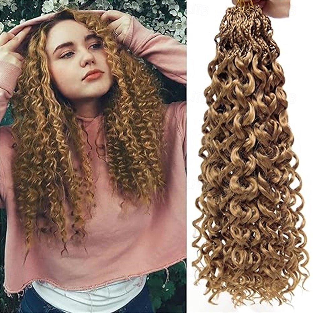 Extensions de cheveux synthétiques bouclés pré-bouclés de 18 pouces pour femmes noires - boucles gogo/boucles de plage/océan/eau/ondes profondes au crochet, 8 paquets de cheveux synthétiques sans de 2025 ? $52.99 –P3