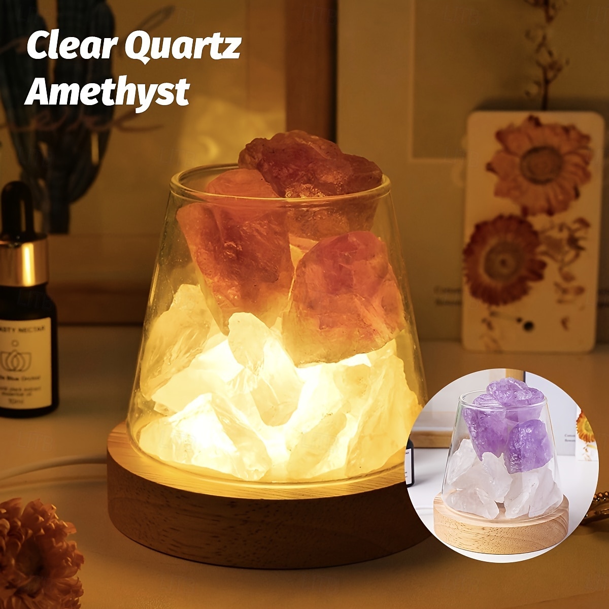 Natural Crystal Aroma Stone 1pc Diffuser - Demagnetising Bowl Lamp Ornament Home Bedroom Night Light Companion Gift - Essential Oil Not Included 2026 - $39.99 –P12