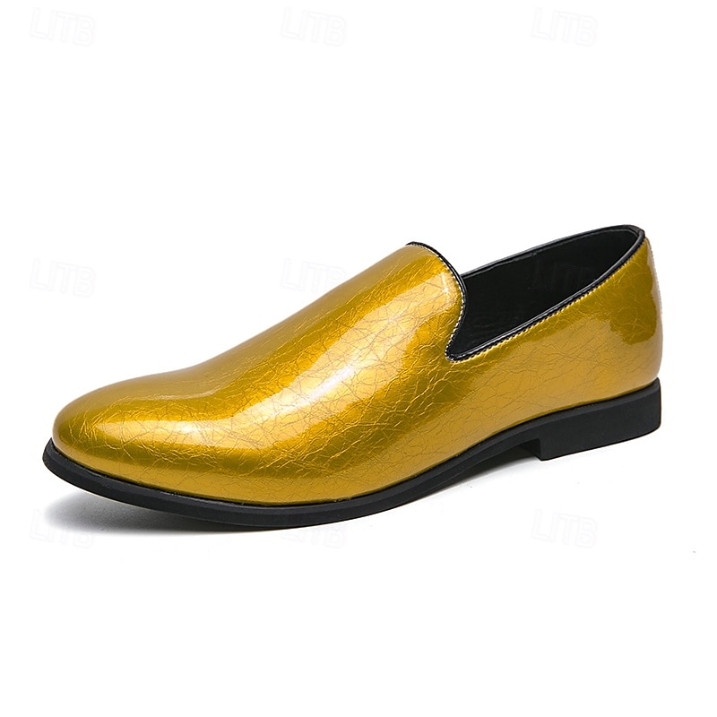 Mocassini slip-on da uomo in metallo dorato lucido – scarpe eleganti in similpelle alla moda per feste, ricevimenti nuziali, spettacoli teatrali, balli di fine anno ed eventi in discoteca del 2025 a $42.99 –P1