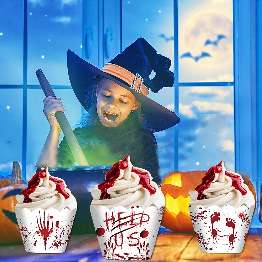 Halloweendecoraties, fotoscènes, rekwisieten, cartoons, papieren taarten, papieren bekertjes, rond de randen, feestbenodigdheden 2025 - $7.99 –P7
