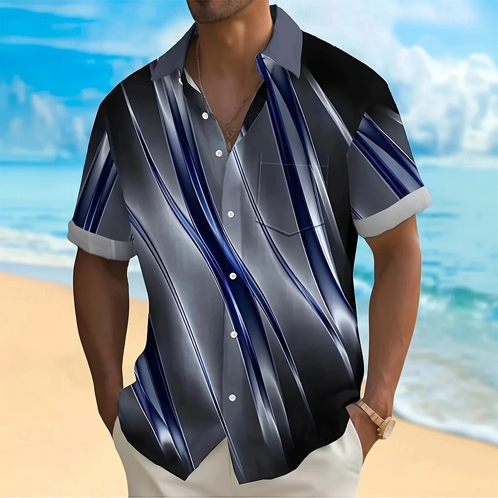 Herr Geometrisk Marmor Abstrakt konst Skjorta Sommarskjorta Knapp upp skjorta Kortärmad Mode Casual Utomhus Semester Vardag Sommar Vår Nedvikt 3D-utskrift krage skjortor Främre en ficka Rubinrött 2025 - $23.99 –P1