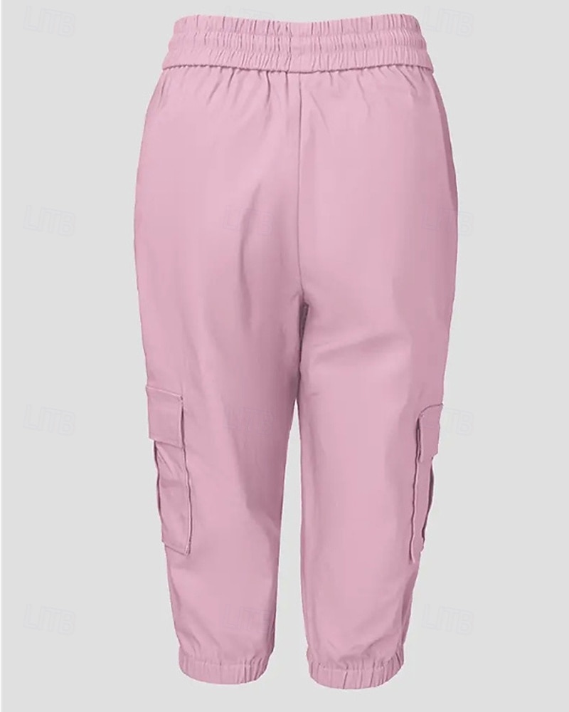 Dam Cargo-shorts Capribyxor Mode Streetwear Vadlängd Naturlig Solid färg Ficka Elastisk midja Bekväm Microelastisk Sport & Utomhus Dagliga kläder Vin Svart Rodnande Rosa Armégrön Sommar Vår Normal 2025 - $26.99 –P11