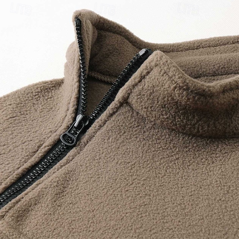 Voor heren Sweatshirt met rits Fleece hoodie Geelachtig bruin Zwart Leger Groen Marineblauw Bruin Ronde hals Effen Rits omhoog Voorvak Tactisch Sport & Outdoor Casual Streetwear Stoer Sportkleding 2025 - $25.99 –P12