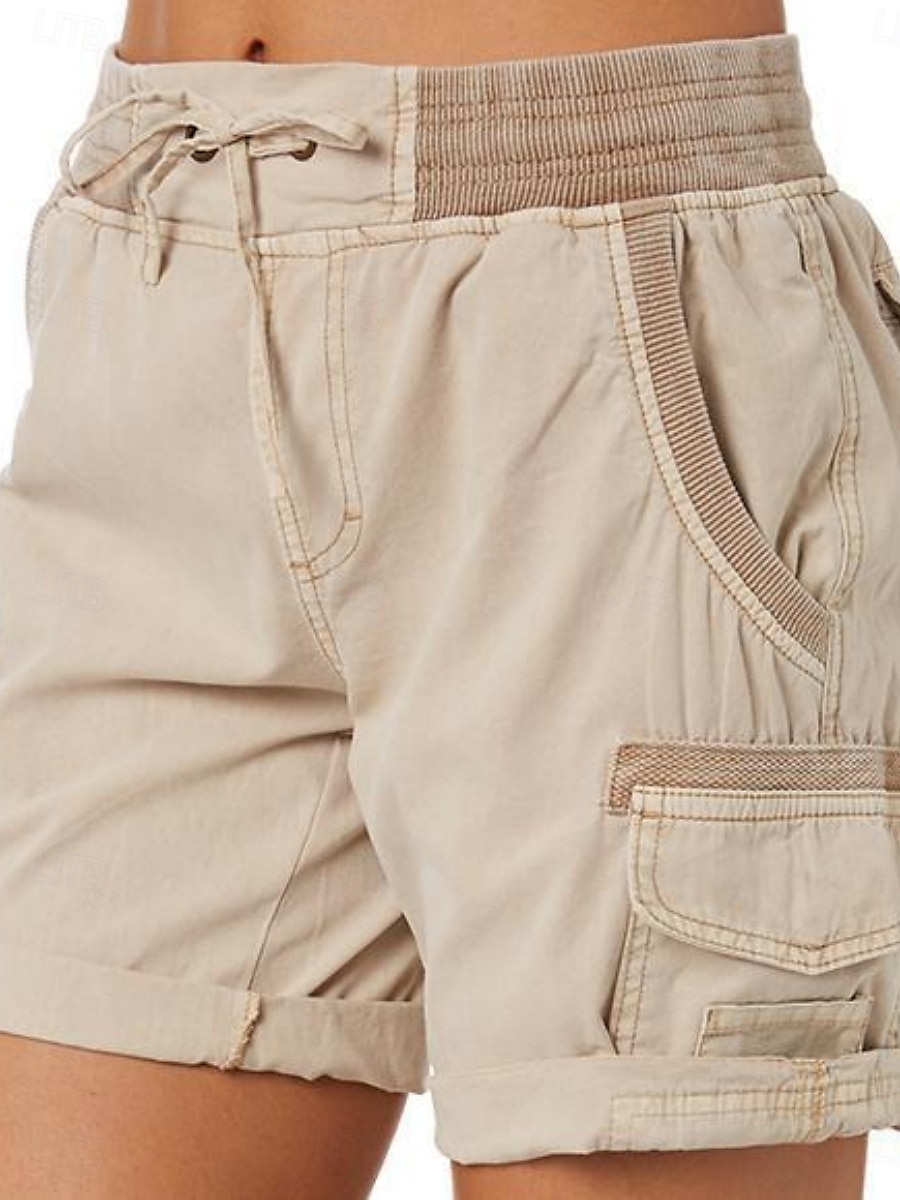 Mulheres Bermuda Cargo chinês Moda Roupa de rua Básico Curto Cintura Alta Tecido Cintura elástica Vários bolsos Confortável Macio Micro-Elástica Ao ar livre Rua Branco Azul Marron Verde Verão Normal de 2025 por $28.99 –P2