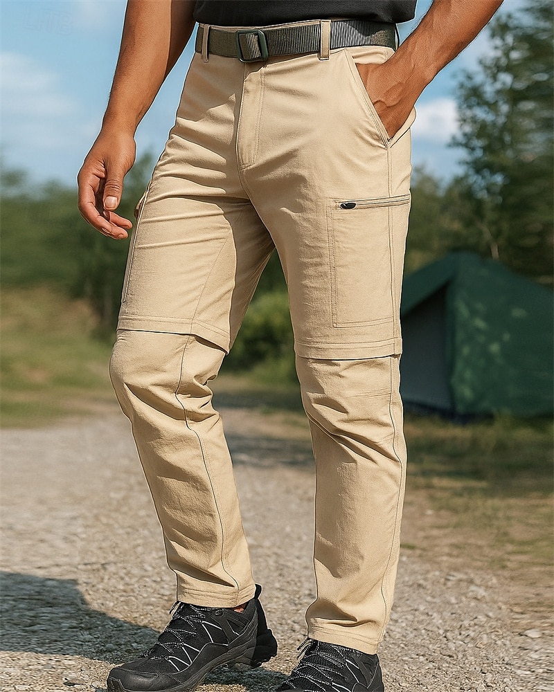 Homme Pantalons d'Extérieur Pantalons Cargo Pantalons Convertibles à Fermeture Éclair Extérieur Coupe régulière Imperméable Respirant Séchage Rapide Léger Pantalons Taille Élastique Noir Vert Véronèse de 2025 ? $34.99 –P1