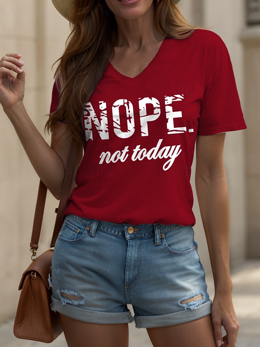 Femmes T-shirt Graphique Lettre ancien Élégant Classique Manche Courte Col en V Hauts Réguliers Quotidien Imprimé Noir Blanche Rose Claire Rouge Bleu Été Printemps de 2025 ? $19.99 –P1