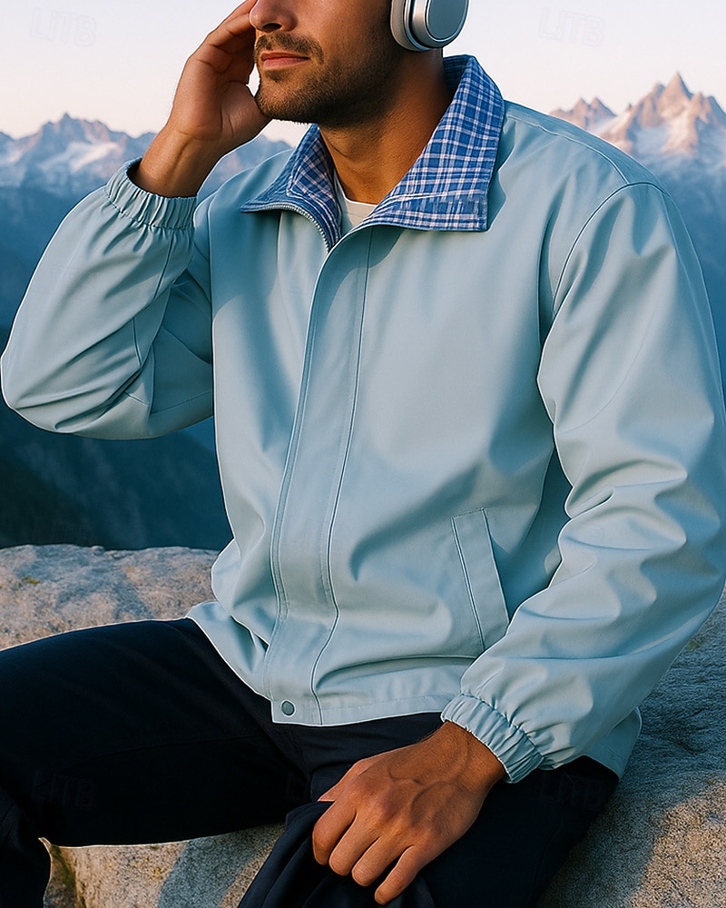 Voor heren Buitenjas Wandeljack Buiten Zonbescherming Sneldrogend Lichtgewicht UV-koeling Wandeloutfits Wandelkleding Lente Herfst Jack Tennis Golf Hardlopen Effen Kleur Lichtgeel Zwart Hemelsblauw 2025 - $55.99 –P6