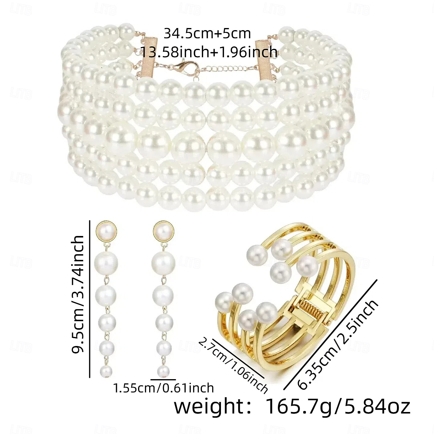 Ensembles de bijoux de mariée 1 ensemble boucles d'oreilles en alliage de perles collier bracelets ensemble de bijoux élégant et doux pour femmes pour fête de mariage tenue de soirée festival de 2025 ? $30.99 –P5