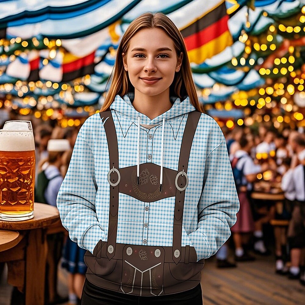 Pivo Oktoberfest Kapuce Tisk Přední kapsa Grafika Pro Dámské Dospělé Karneval Pivo Oktoberfest 3D tisk Dovolená Párty 2025 - $29.99 –P5