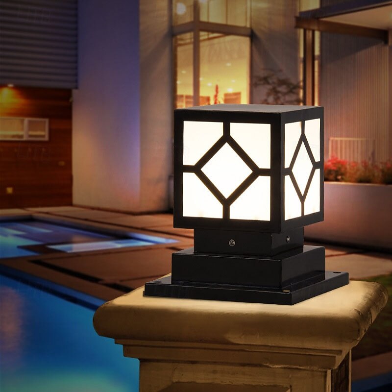 Lámpara de poste para exteriores, moderna lámpara de columna para entrada de patio, carcasa de metal, 110-240 V, 5 W 2025 - $160.99 –P3