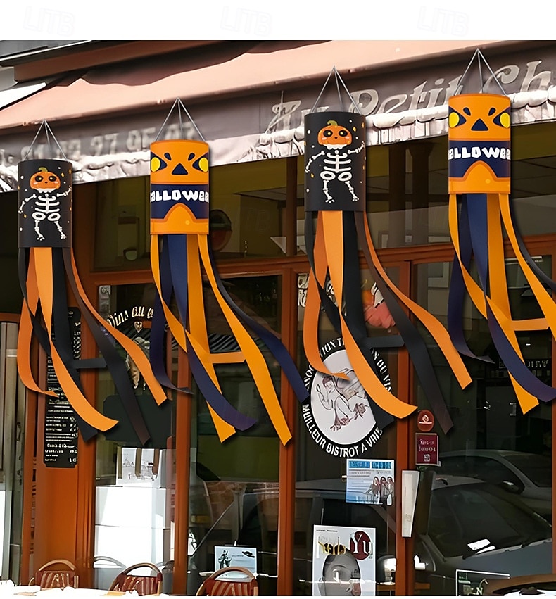 ανεμούρια για το Halloween, τρομακτικές κρεμαστές σημαίες ανεμούρων για το Halloween, διακοσμήσεις για το Halloween για εξωτερικό, εσωτερικό κήπο, είδη πάρτι, αυλή 2025 - $4.99 –P4