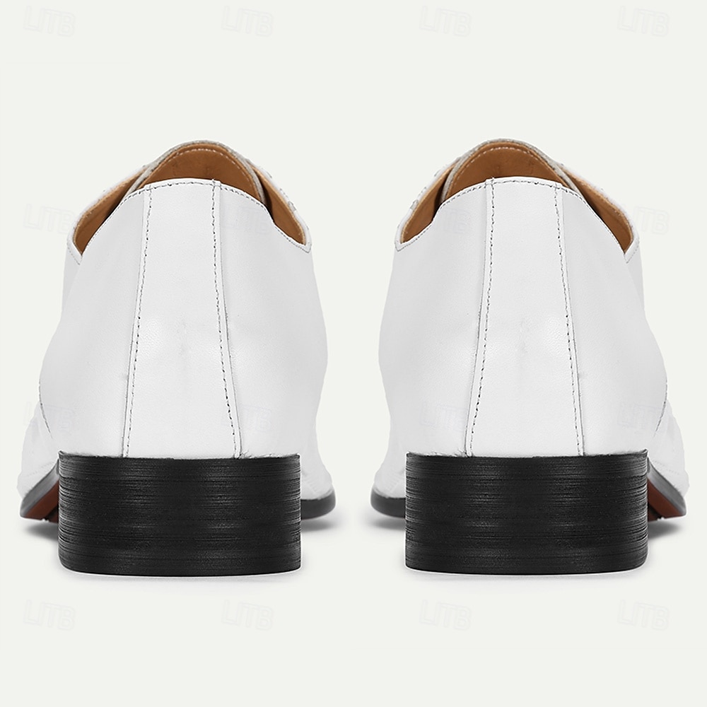 Witte premium runderleren veterschoenen voor heren met elegant design – formeel schoeisel voor zakelijke bijeenkomsten, kantoorkleding en speciale gelegenheden 2026 - $109.99 –P5