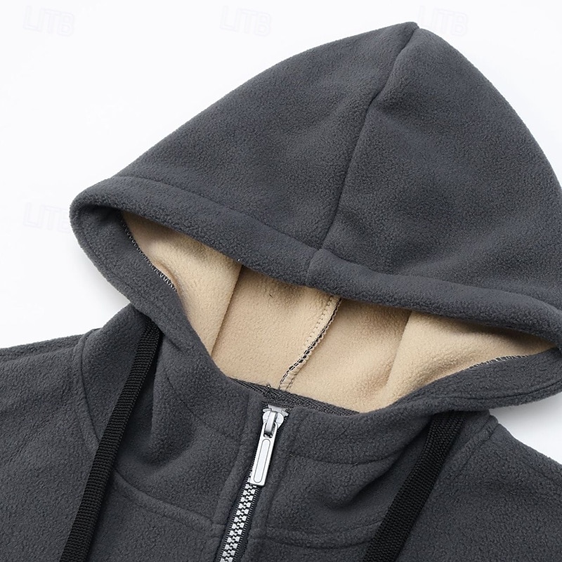 Herren Windjacke Wanderjacke Fleecejacke Außen Warm Wanderoutfits Wanderbekleidung Winter Herbst Oberteil Camping / Wandern / Höhlenforschung Laufen Dunkelgrau Schwarz Armeegrün 2025 - $25.59 –P7